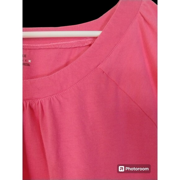 PINK Top Women's 2X Short Flutter Sleeve Boat Neck Crochet Knit Pink - Picture 3 of 8